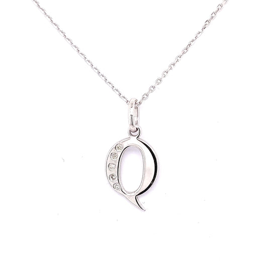 Natural Diamond Necklace in Sterling Silver White with 0.03ctw Round Diamonds