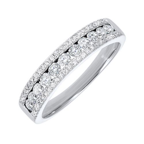 Natural Diamond Stackable Fashion Ring in 14 Karat White with 0.48ctw Round Diamonds