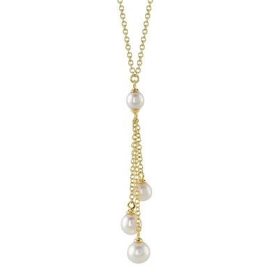 Shy Creations Color Gemstone Necklace in 14 Karat Yellow Gold with 4 Cultured Pearls