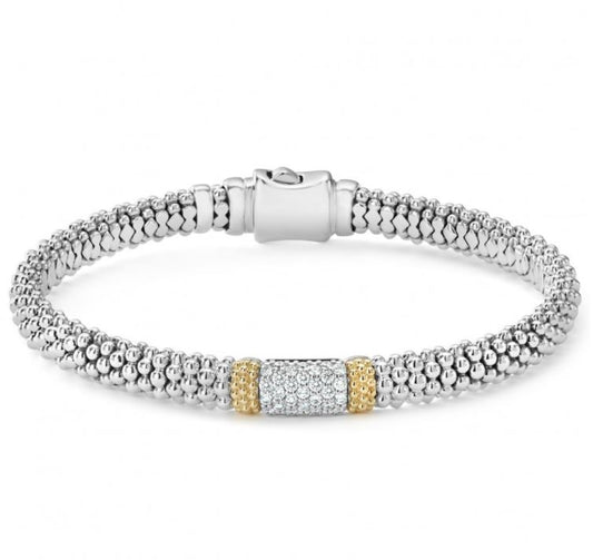 Caviar Lux Collection Natural Diamond Bracelet in Tantalum - 18 Karat White - Yellow with 0.35ctw Round Diamond