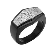 Fashion Ring (No Stones) in Stainless Steel Black - Grey