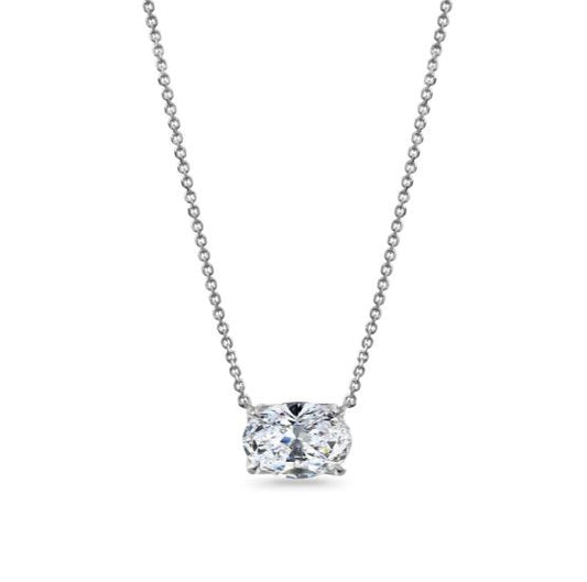 Lab-Grown Diamond Necklace in 18 Karat White with 1.60ctw of Round Lab-Grown Diamonds