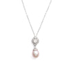 Pendant M Estate Collection Color Gemstone Necklace in 14 Karat White with 1 Cultured Rose' Pearl