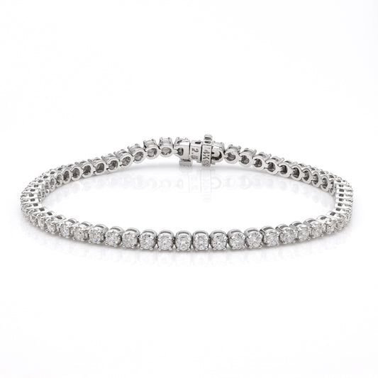 Marks 89 Natural Diamond Bracelet in 14 Karat White with 3.10ctw H/I I1 Round Diamonds