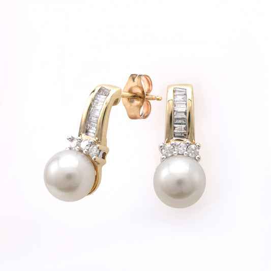 Marks Estate Department 2 M Estate Collection Drop Color Gemstone Earrings in 14 Karat White Gold with 2 Cultured Pearls