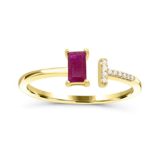 Color Gemstone Ring in 10 Karat Yellow with 1 Baguette Ruby 5mm-5mm