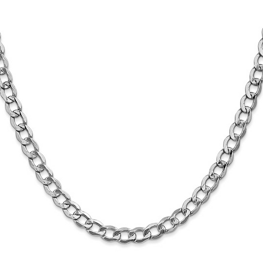 22" Curb 5.25mm Chain in 14 Karat White