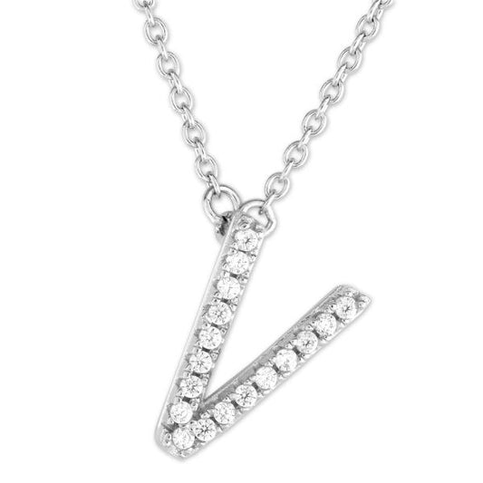 Initial Simulated Diamond Necklace in Sterling Silver