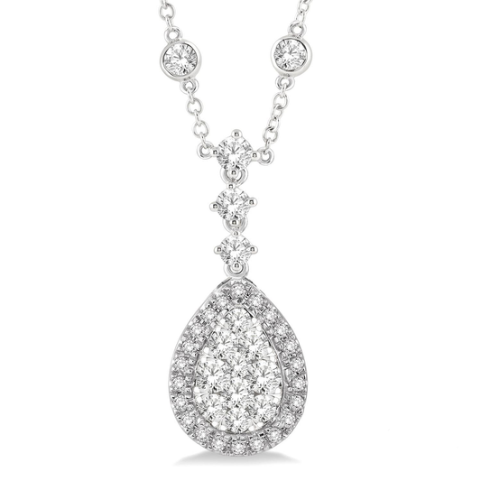 Earth Mined Diamond Necklace in 18 Karat White with 2.23ctw F/G SI1-SI2 Round Diamonds