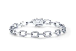 Simulated Diamond Bracelet in Platinum Bonded Sterling Silver