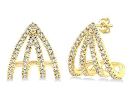 Huggie Natural Diamond Earrings in 10 Karat Yellow with 0.34ctw Round Diamonds