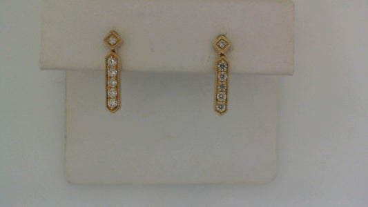 Equity Diamond Brokers Natural Diamond Earrings in 14 Karat Yellow Gold with 0.20ctw Round Diamonds