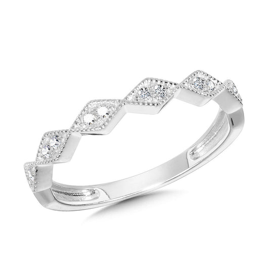 ReMARKABLE Designs Stackable Natural Diamond Ladies Wedding Band in 14 Karat White Gold with 0.10ctw Round Diamonds