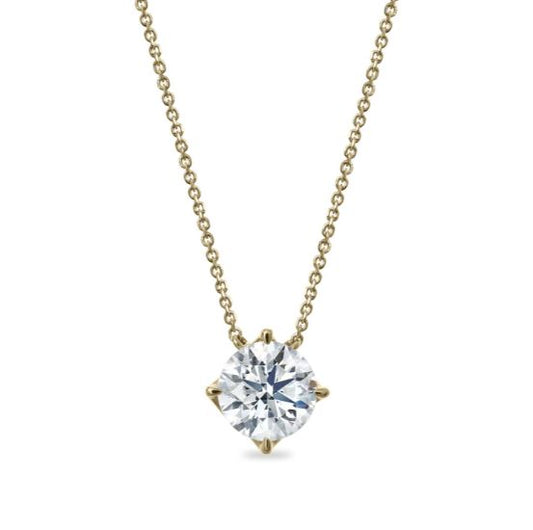 Lab-Grown Diamond Necklace in 18 Karat Yellow with 1.53ctw E VVS2 Round Lab Grown Diamond