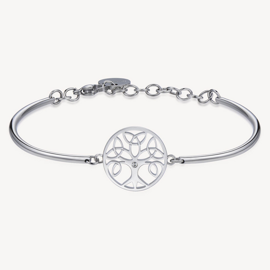 Charm Simulated Diamond Bracelet in Stainless Steel