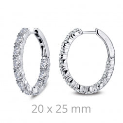 Lafonn Medium Hoop Simulated Diamond Earrings in Platinum Bonded Sterling Silver 4.40ctw