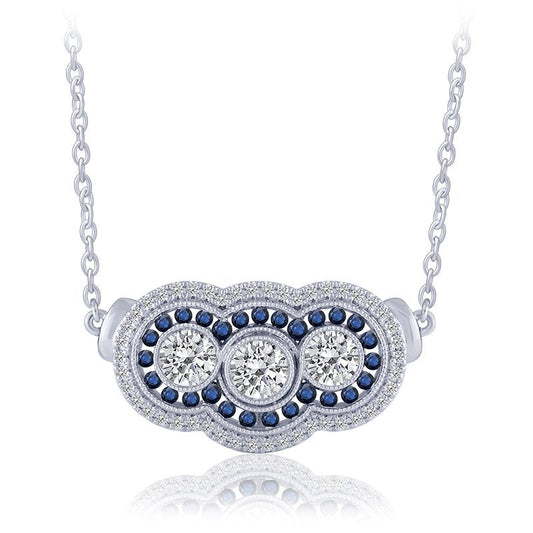 Equity Diamond Brokers Color Gemstone Necklace in 14 Karat White Gold with 1 Round Diamond 0.33ctw