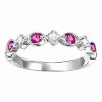 M Semi-Precious Color Collection Color Gemstone Band in 10 Karat White with 4 RO Rubies 0.20ctw