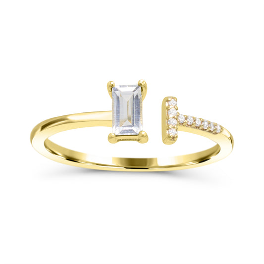 Color Gemstone Ring in 10 Karat Yellow with 1 Baguette White Topaz 5mm-5mm