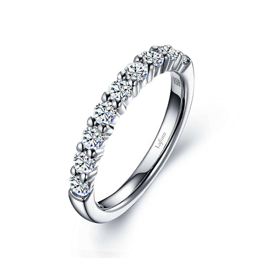 Simulated Diamond Band in Platinum Bonded Sterling Silver