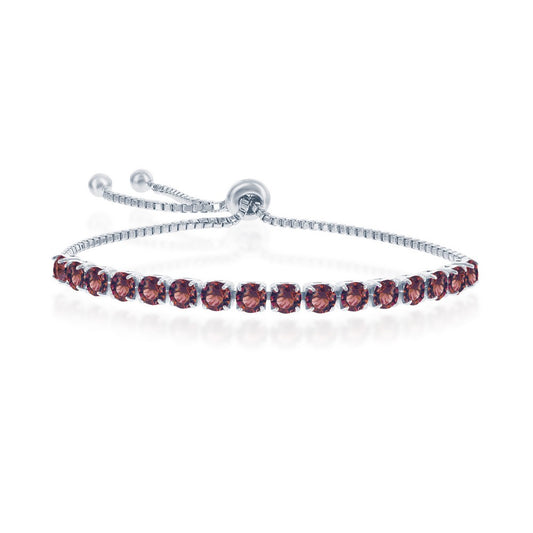 Bolo Color Gemstone Bracelet in Sterling Silver White