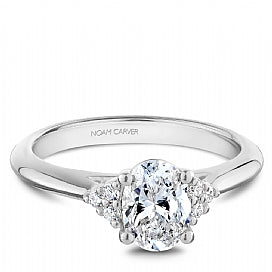 Side Stone Natural Diamond Semi-Mount Engagement Ring in 14 Karat White Gold with 0.08ctw Round Diamonds