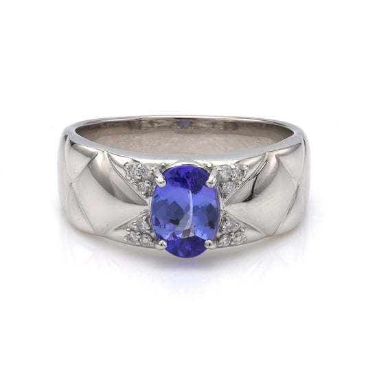 ReMARKable Estate M Estate Collection Color Gemstone Ring in Platinum White with 0.87ctw Oval Tanzanite