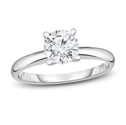 ReMARKable Designs Solitaire Natural Diamond Complete Engagement Ring in 14 Karat White Gold with 0.51ctw Round Diamond, Clarity: I1, Color: H/I