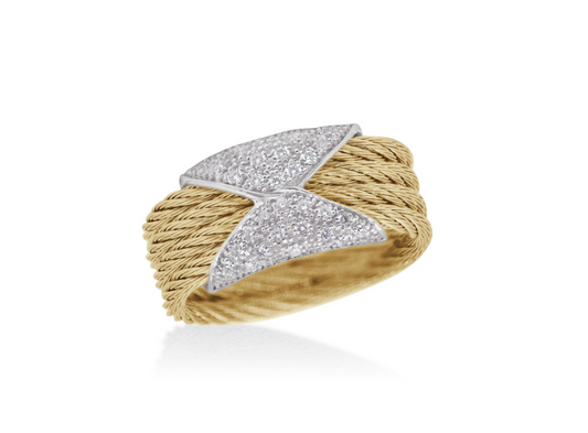 ALOR Fashion Ring with 0.16ctw Round Diamond in Stainless Steel 18 Karat Yellow