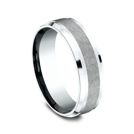 Ammara Stone Collection Carved Band (No Stones) in Tantalum - 14 Karat White - Grey 7MM