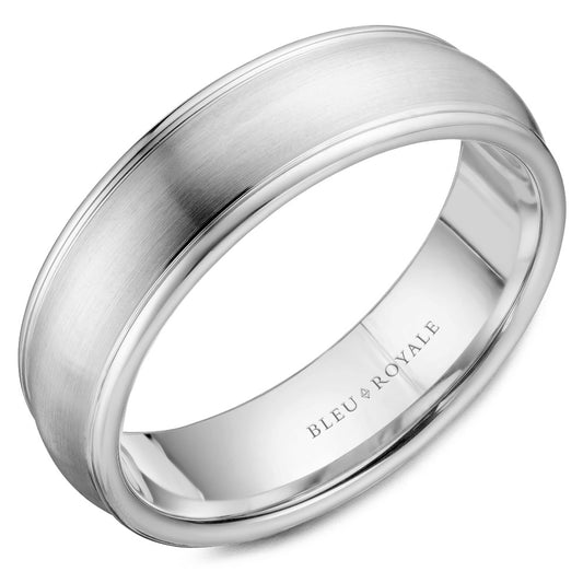 Carved Band (No Stones) in 14 Karat White Gold 6.5MM