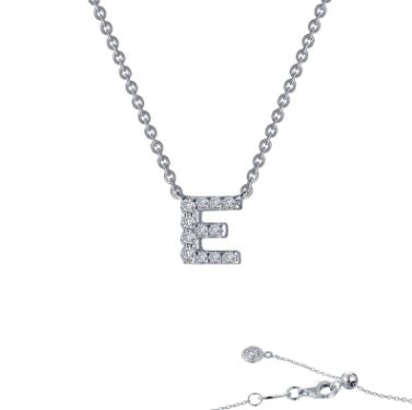 Initial Simulated Diamond Necklace in Platinum Bonded Sterling Silver