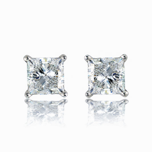 Lab-Grown Diamond Studs in 14 Karat White with 1.90ctw of Round Lab-Grown Diamonds