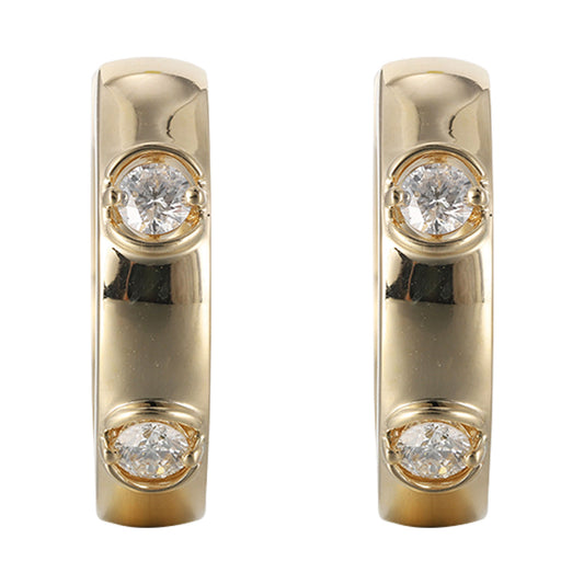 ReMARKable Designs Small Hoop Natural Diamond Earrings in 14 Karat Yellow Gold with 0.23ctw Round Diamonds