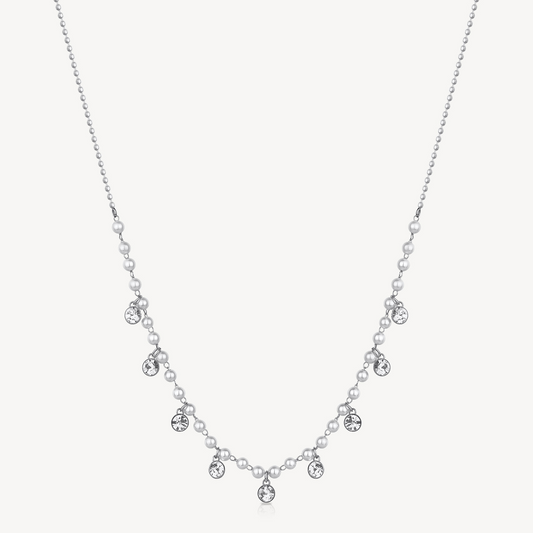 Station Simulated Diamond Necklace in Stainless Steel