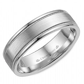 Carved Band (No Stones) in 14 Karat White 6.5MM