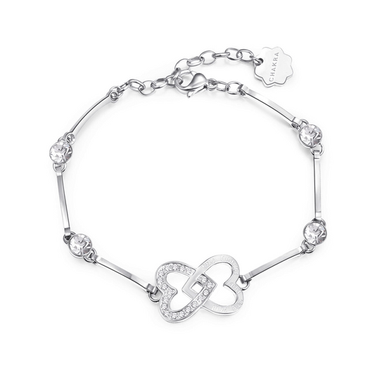 Heart Bracelet (No Stones) in Stainless Steel White