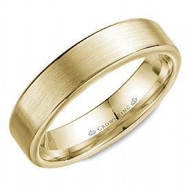 CROWN RING Carved Band (No Stones) in 14 Karat Yellow Gold 5.5MM