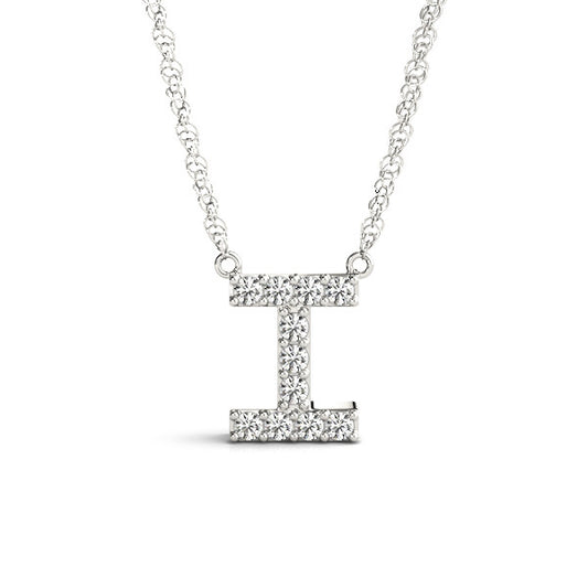 Natural Diamond Necklace in 14 Karat White with 0.05ctw Round Diamonds