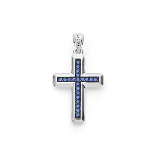 Cross Lagos Anthem Collection Color Gemstone Necklace in Sterling Silver White with 21 Round Sapphires