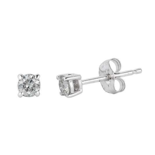 Stud Natural Diamond Studs in 14 Karat White with 0.25ctw H/I I1 Round Diamonds