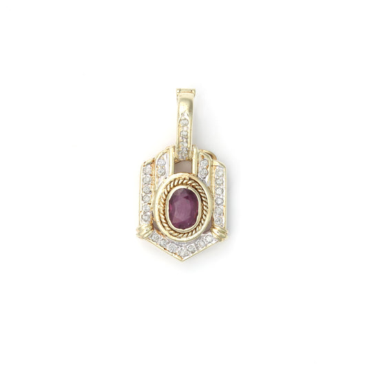 Pendant M Estate Collection Color Gemstone Necklace in 14 Karat Yellow with 1 Oval Ruby 0.68ctw 6.8mm-6.8mm