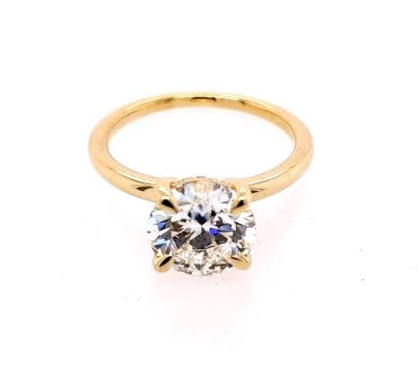 ReMARKable Designs Hidden Accent Solitaire Complete Engagement Ring in 14 Karat Yellow Gold with 2.50ctw of Round Lab-Grown Diamonds, Clarity: VS2, Color: E