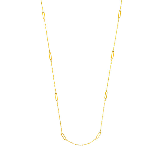 Paperclip Necklace (No Stones) in 14 Karat Yellow