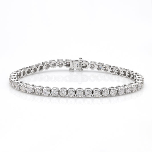 Marks 89 Jewlvision Marks 89 Natural Diamond Bracelet in 14 Karat White Gold with 5.93ctw Round Diamonds, Clarity: I1, Color: H/I