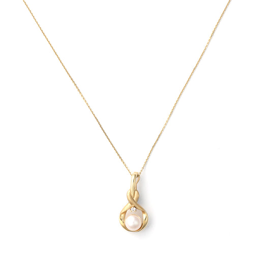 Pendant M Estate Collection Color Gemstone Necklace in 14 Karat Yellow with 1 Akoya Cream Pearl