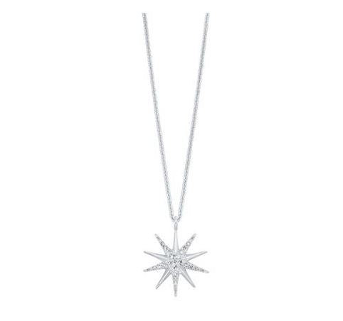 Natural Diamond Necklace in Sterling Silver White with 0.10ctw Round Diamonds