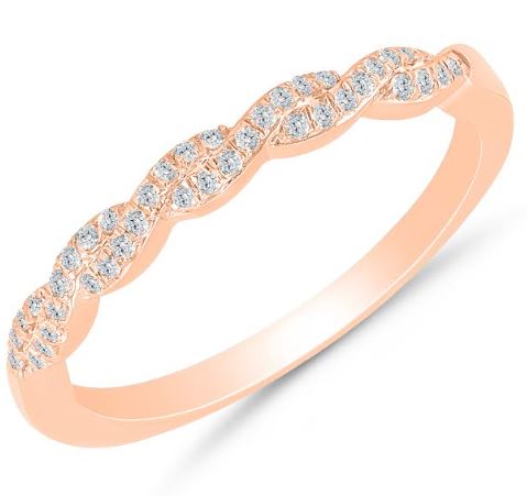 ReMARKable Designs Stackable Natural Diamond Ladies Wedding Band in 10 Karat Rose Gold with 0.12ctw Round Diamonds