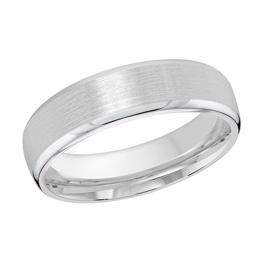 Carved Band (No Stones) in 14 Karat White Gold 6MM