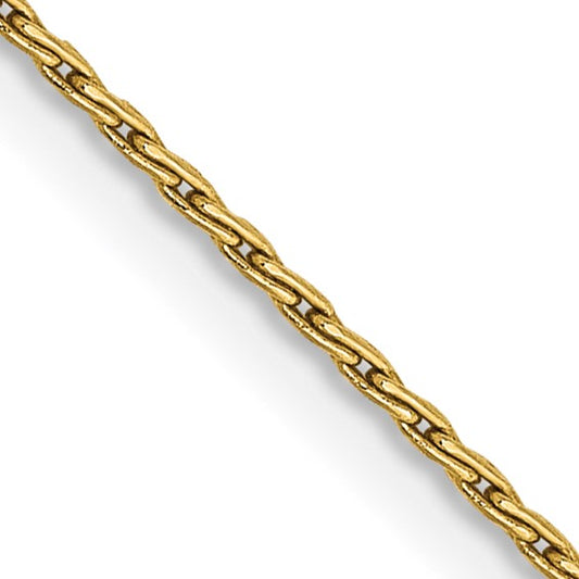 16" Round Wheat 1mm Chain in 14 Karat Yellow